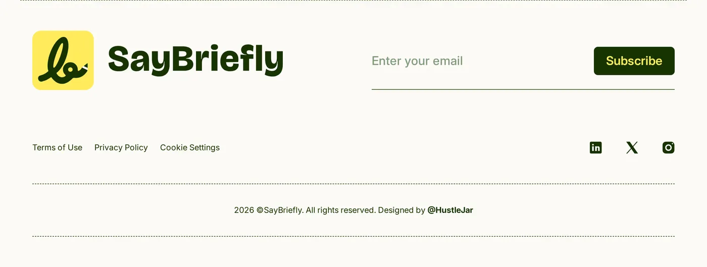 SayBriefly — screenshot of the footer section