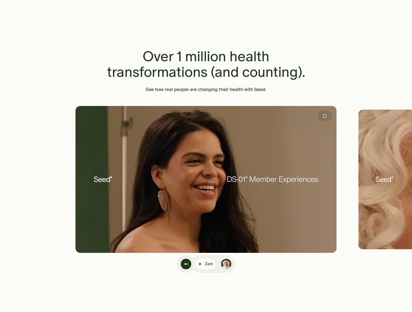 Seed — screenshot of the testimonials section