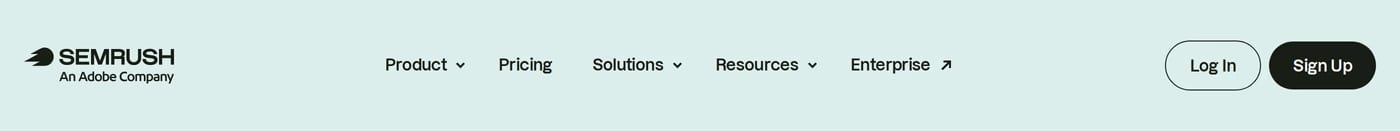 Semrush Navigation section