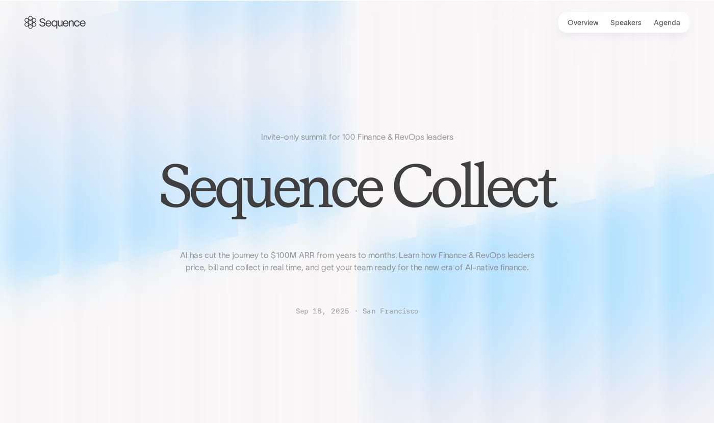 Sequence Collect — screenshot of the hero section