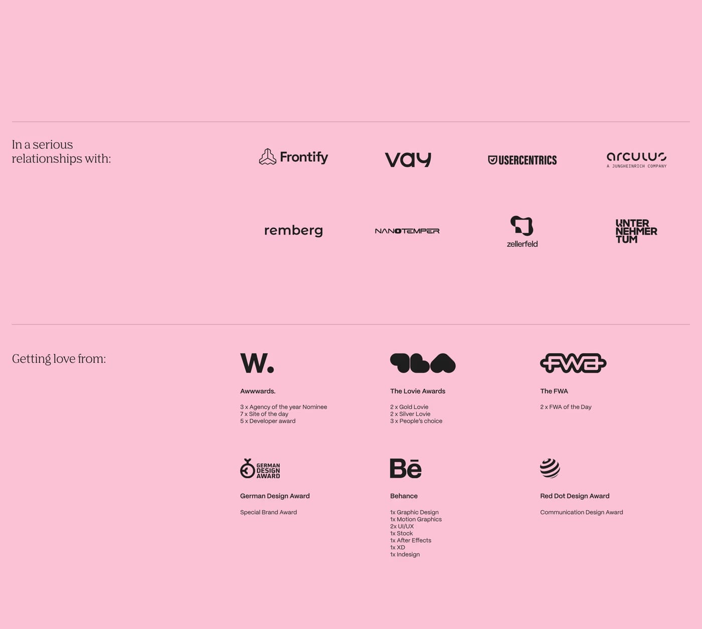 SERIOUS.BUSINESS Logos section