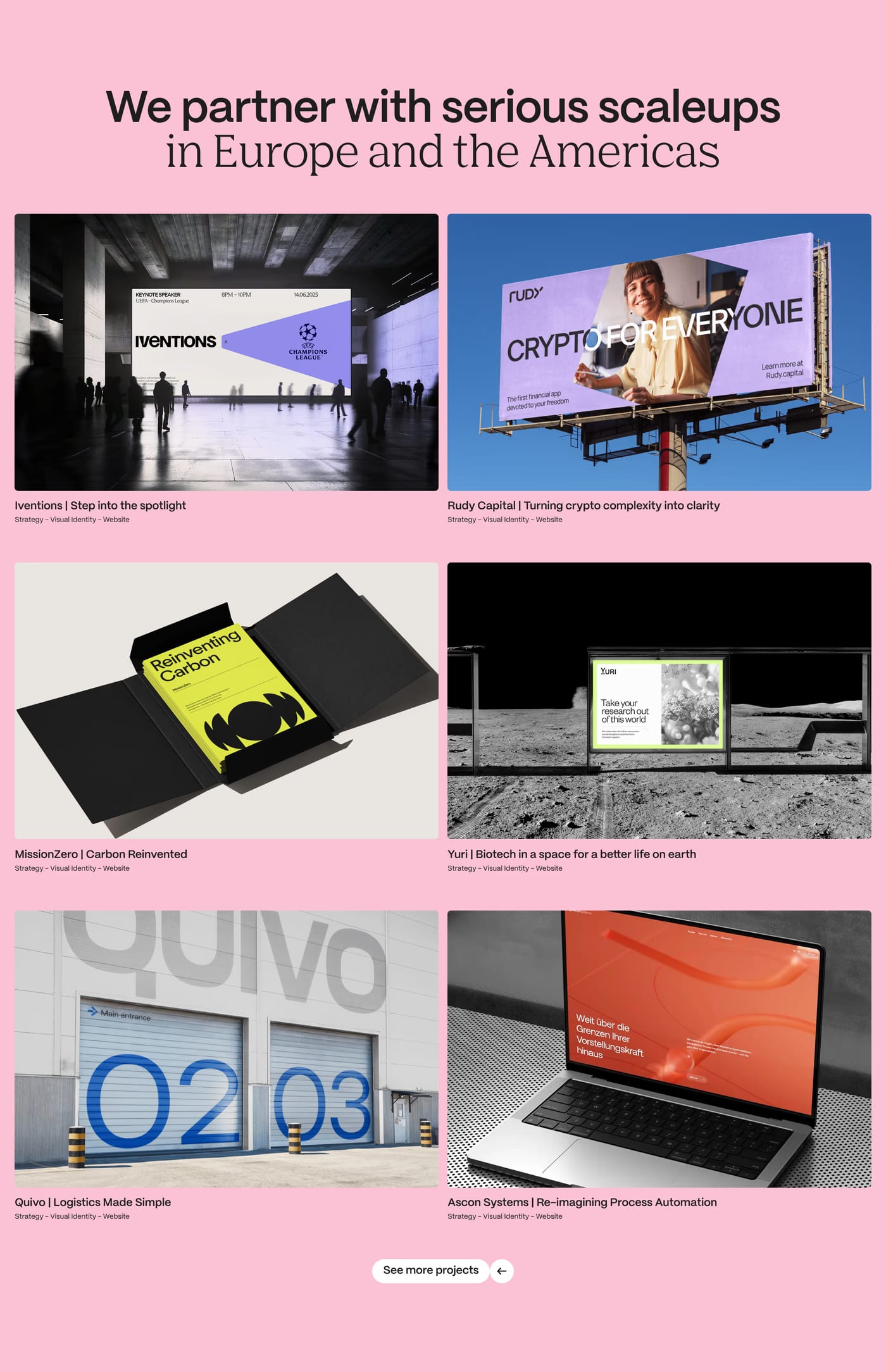 SERIOUS.BUSINESS Portfolio section