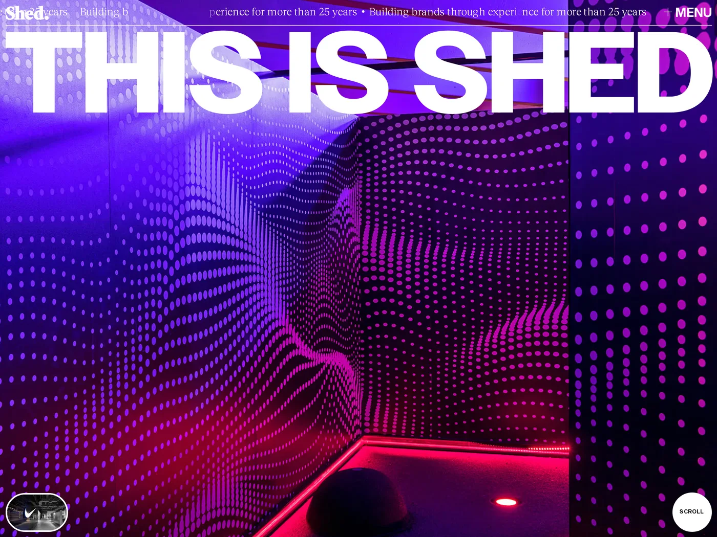 Shed — screenshot of the hero section