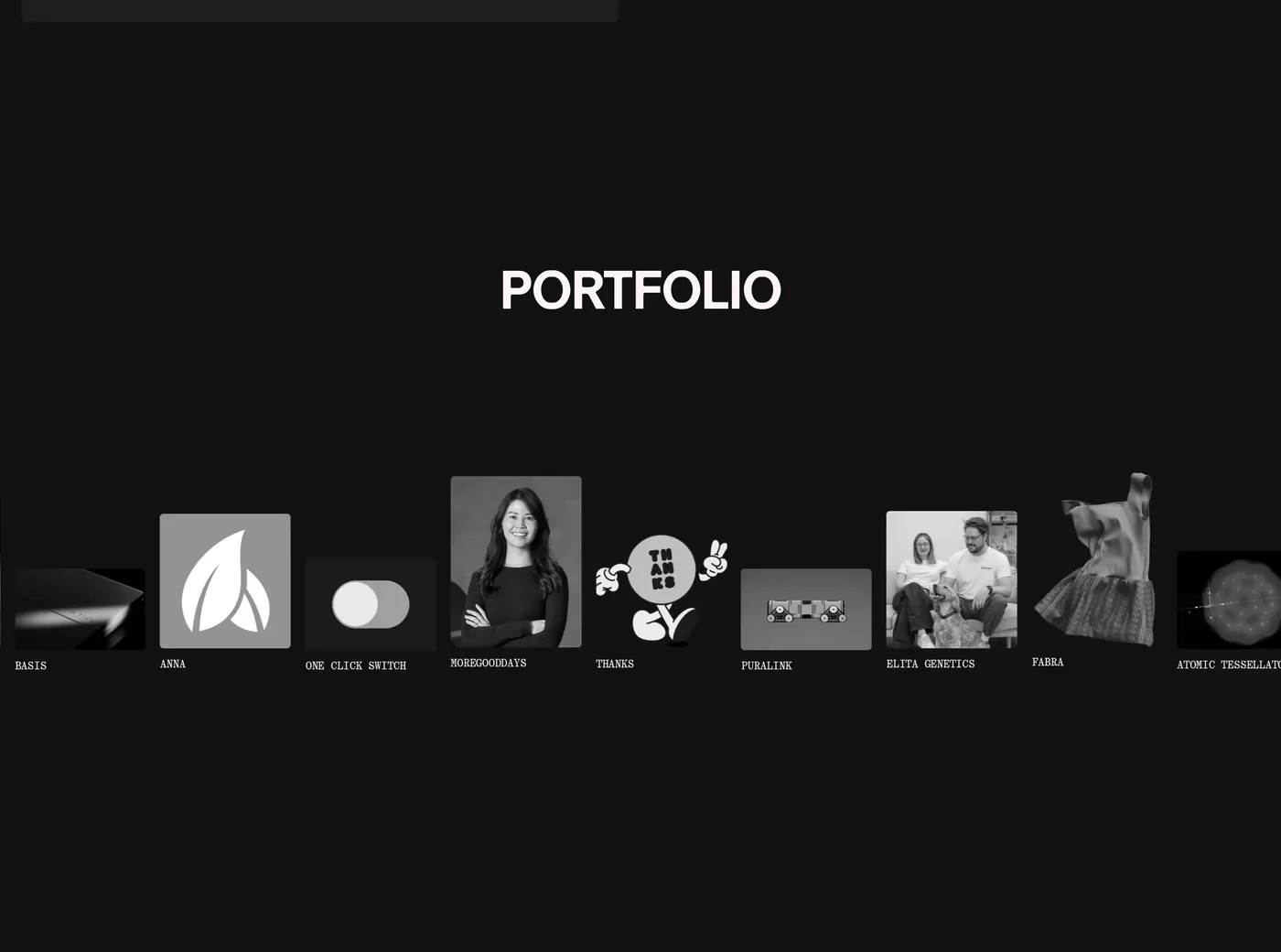 Sidestage — screenshot of the portfolio section