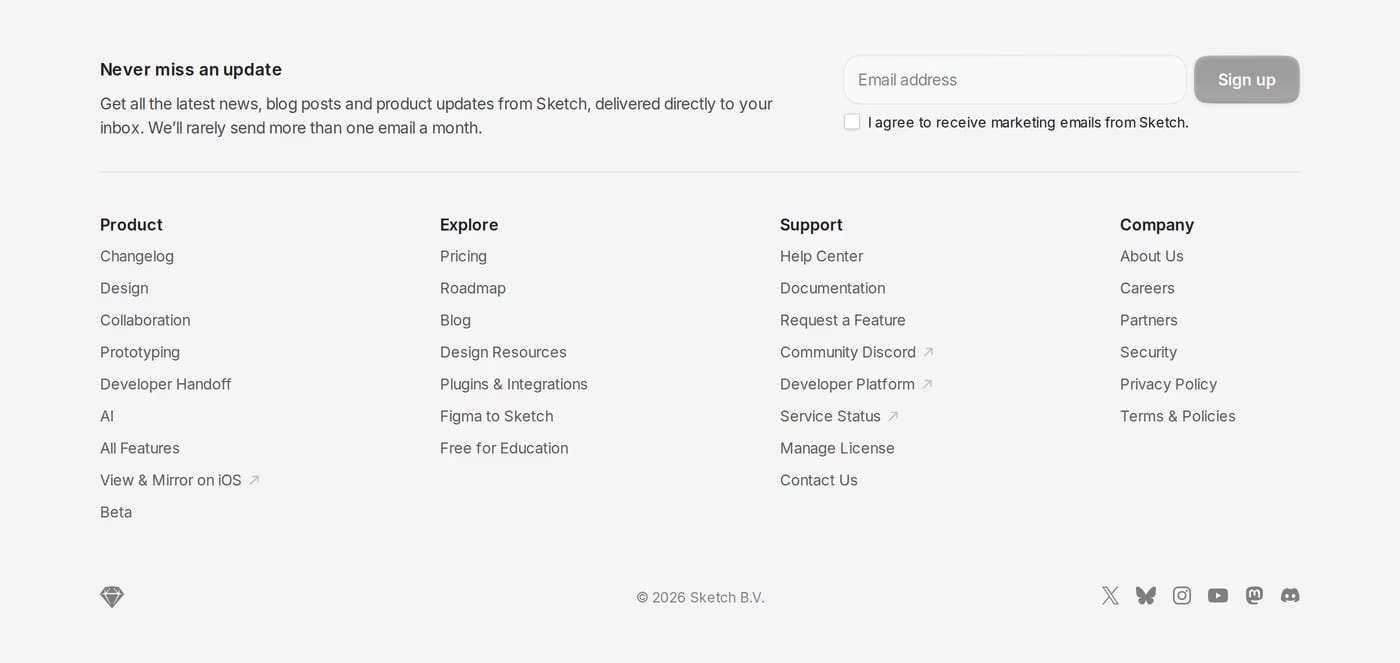 Sketch Footer section