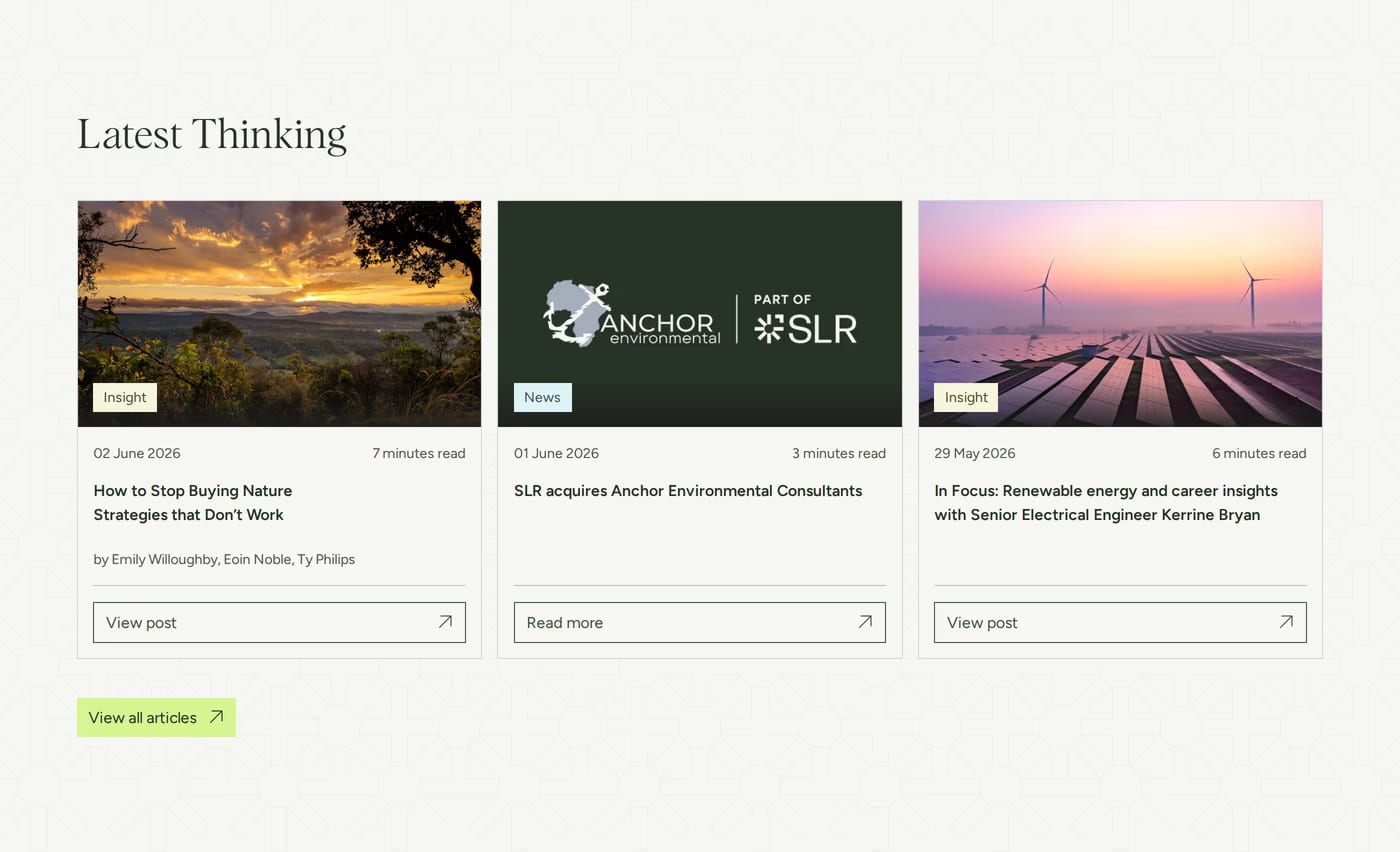 SLR Consulting — screenshot of the blog section