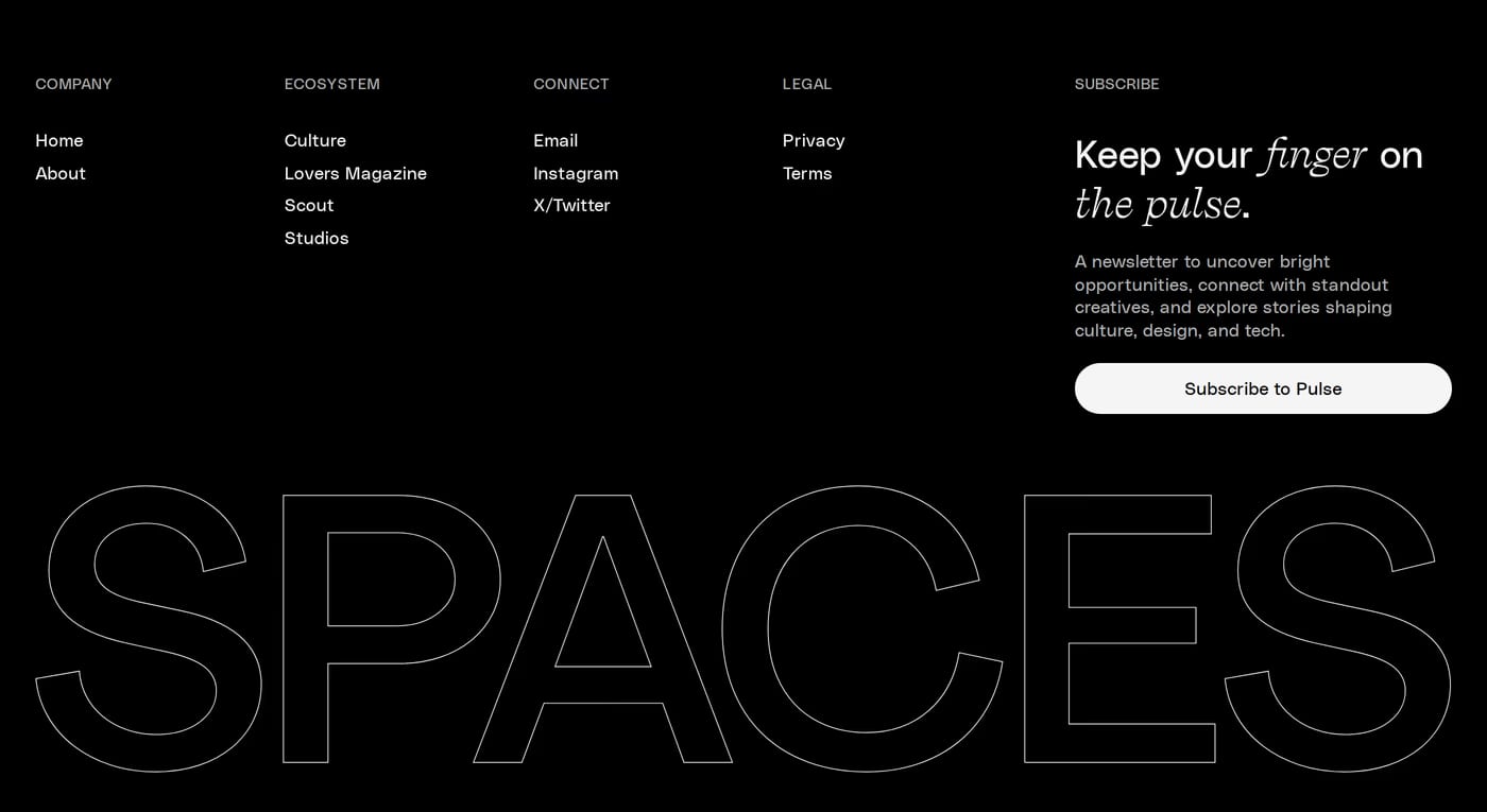 Spaces Footer section