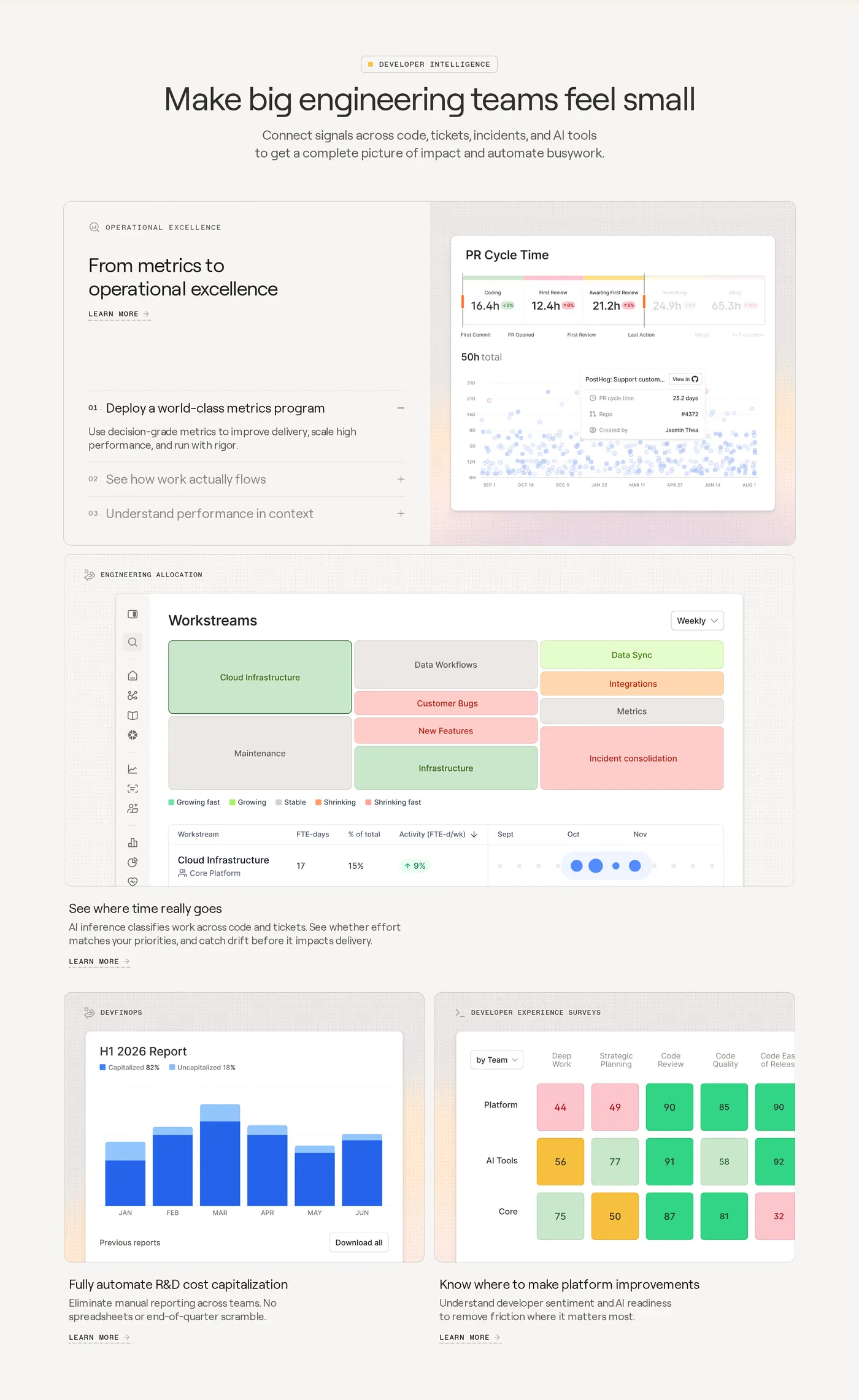 Span — screenshot of the features section