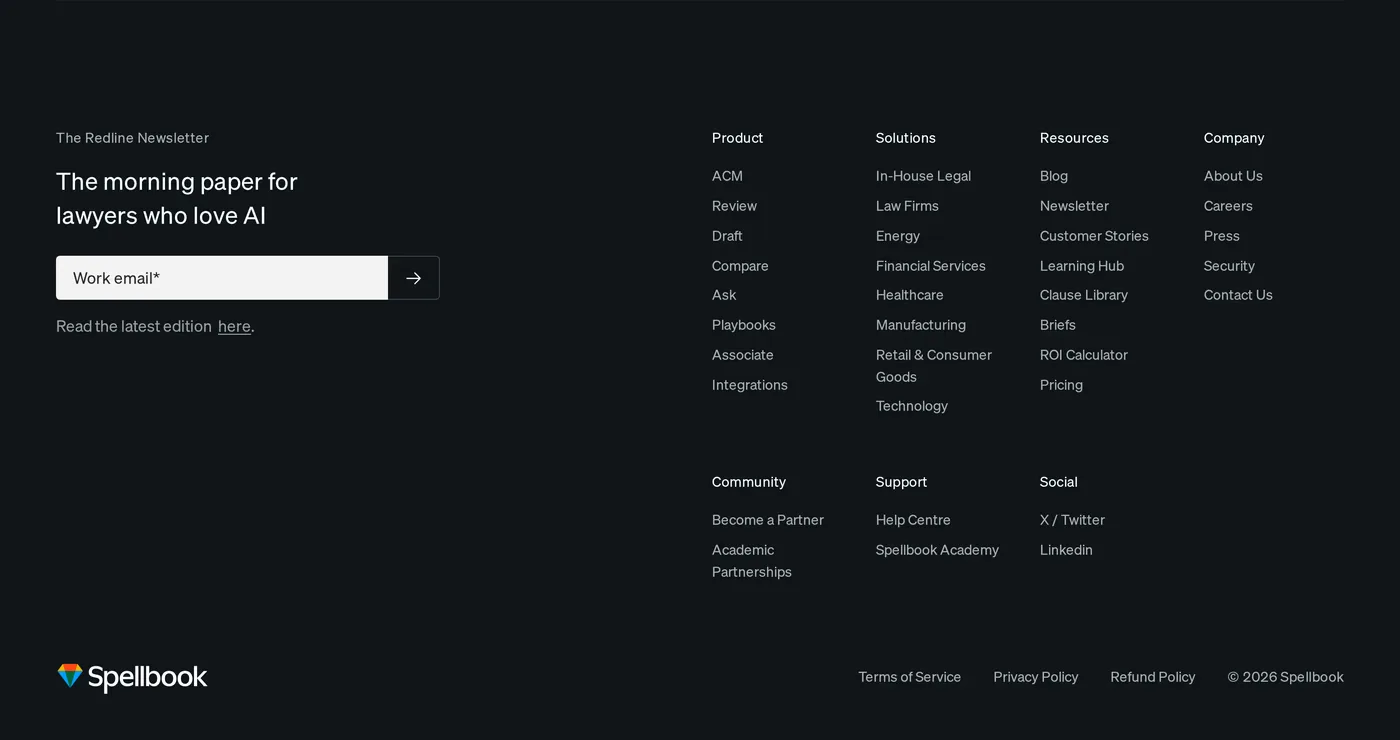 Spellbook — screenshot of the footer section