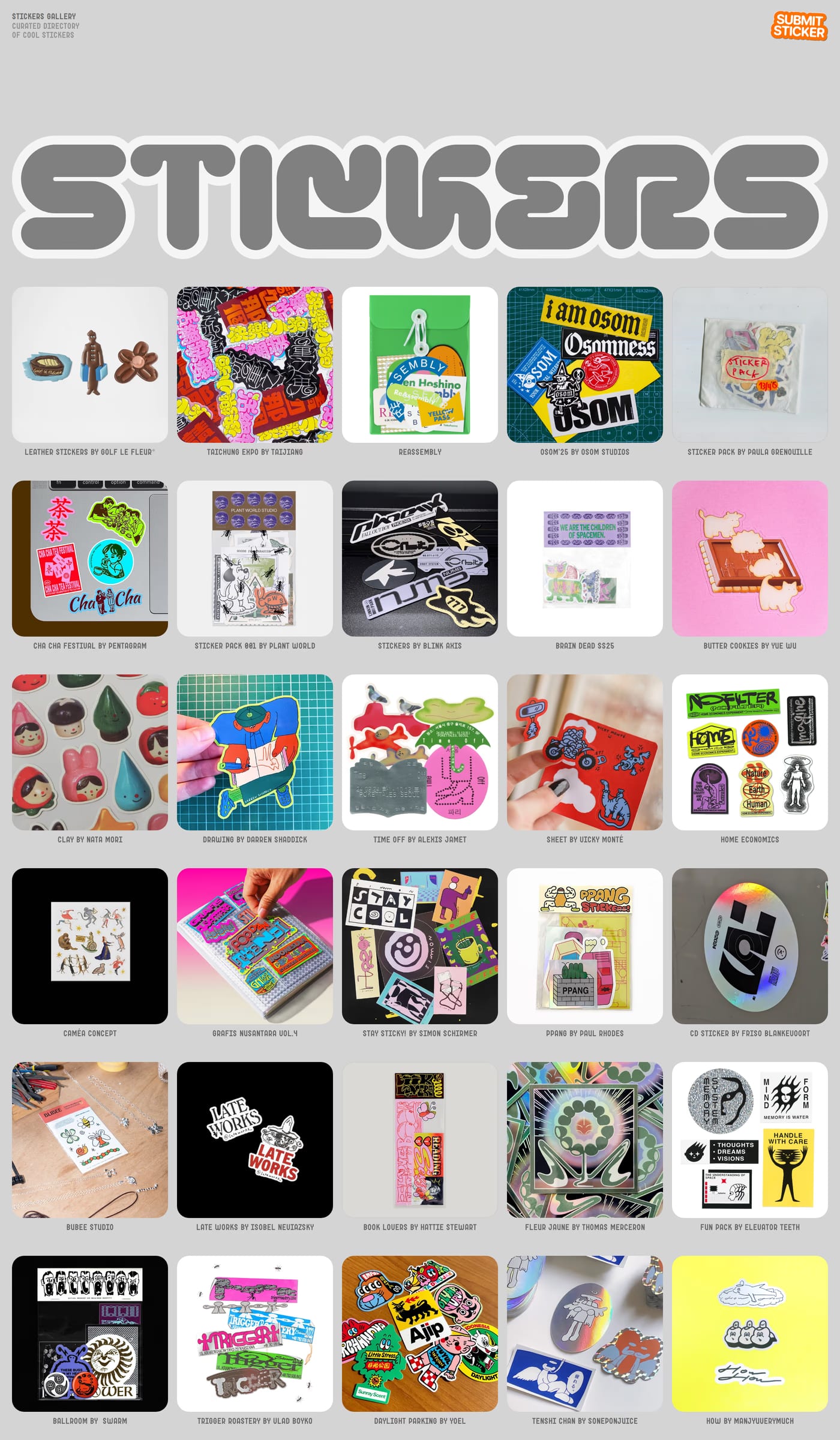 Stickers Gallery — screenshot of the hero section