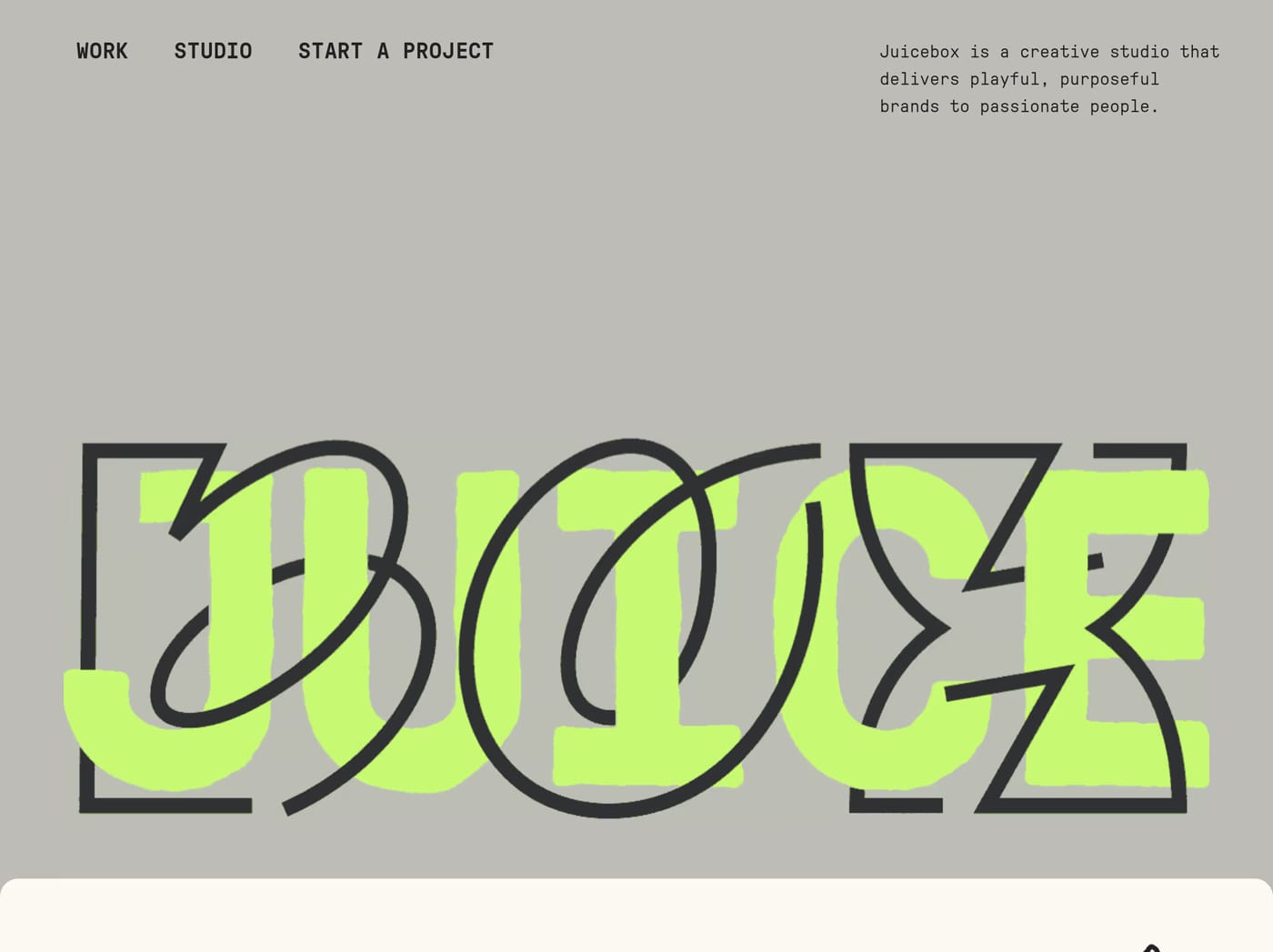 Studio Juicebox — screenshot of the hero section