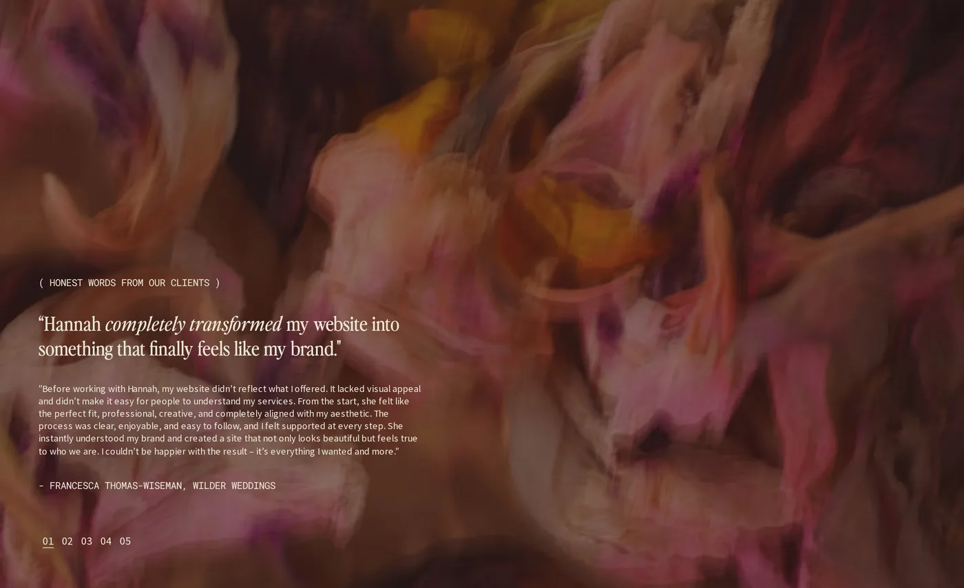 Studio Meraki — screenshot of the testimonials section