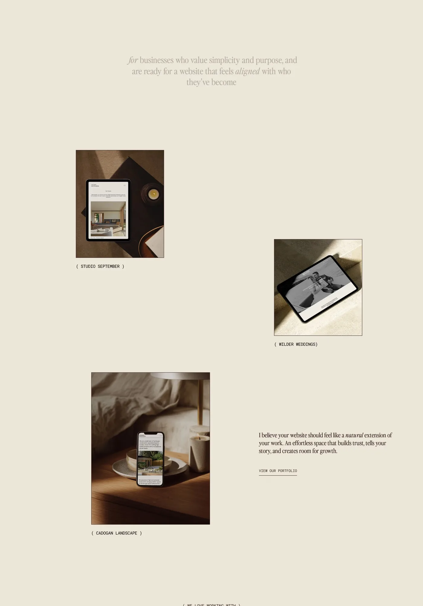 Studio Meraki — screenshot of the portfolio section