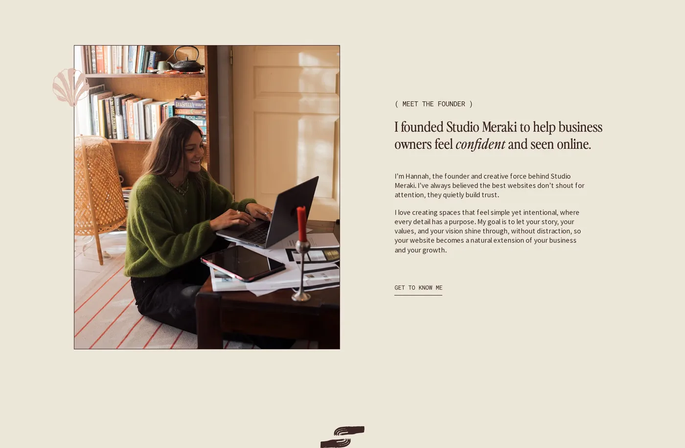 Studio Meraki — screenshot of the team section