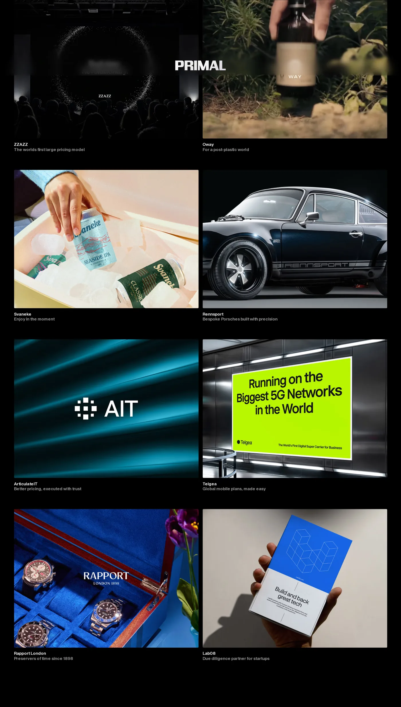 Studio Primal — screenshot of the portfolio section