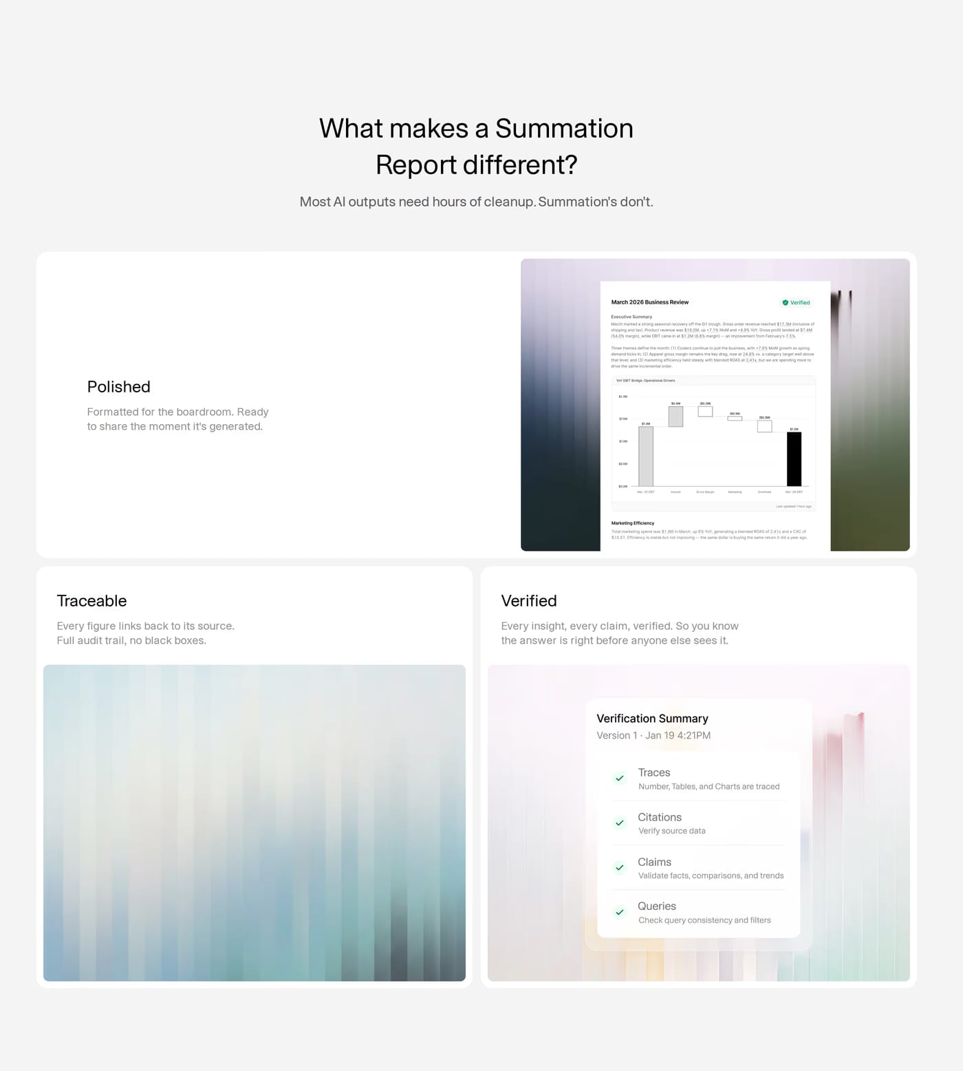 Summation Features section