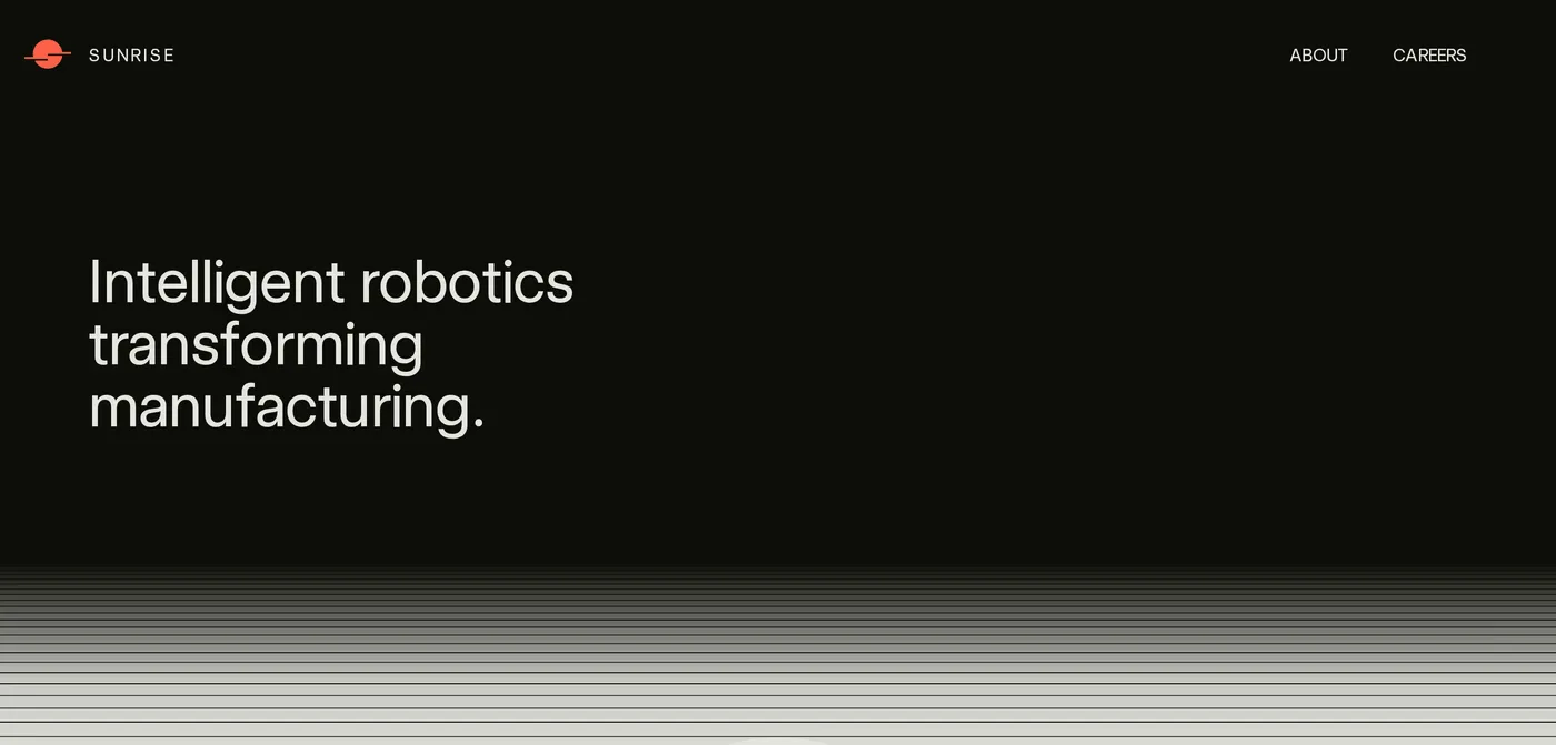 Sunrise Robotics — screenshot of the hero section