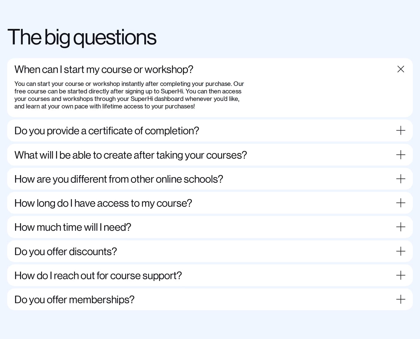 SuperHi FAQ section