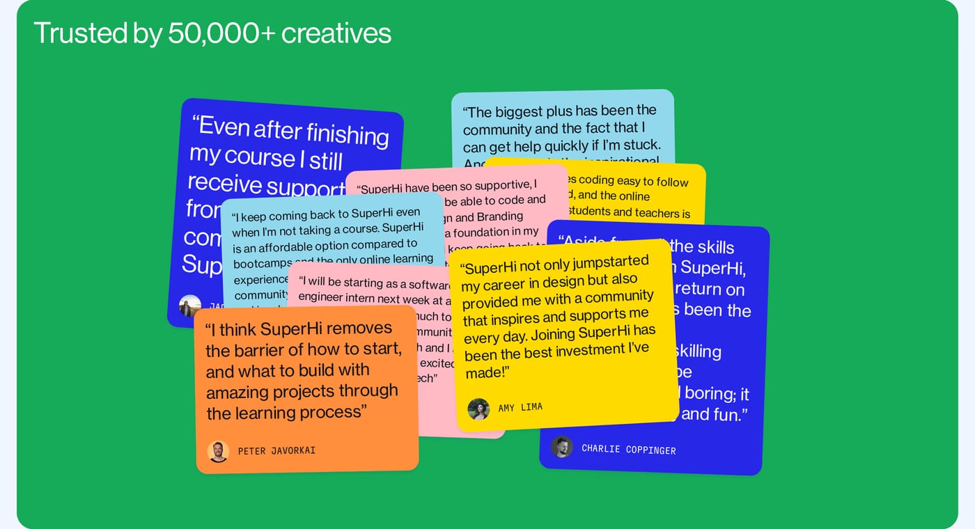 SuperHi Testimonials section