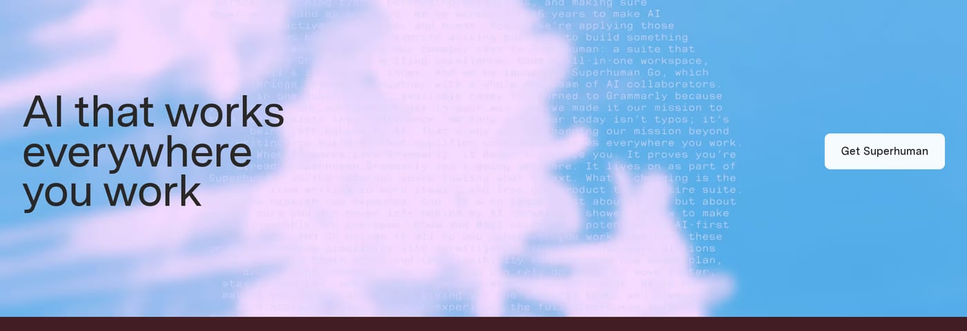 Superhuman — screenshot of the hero section