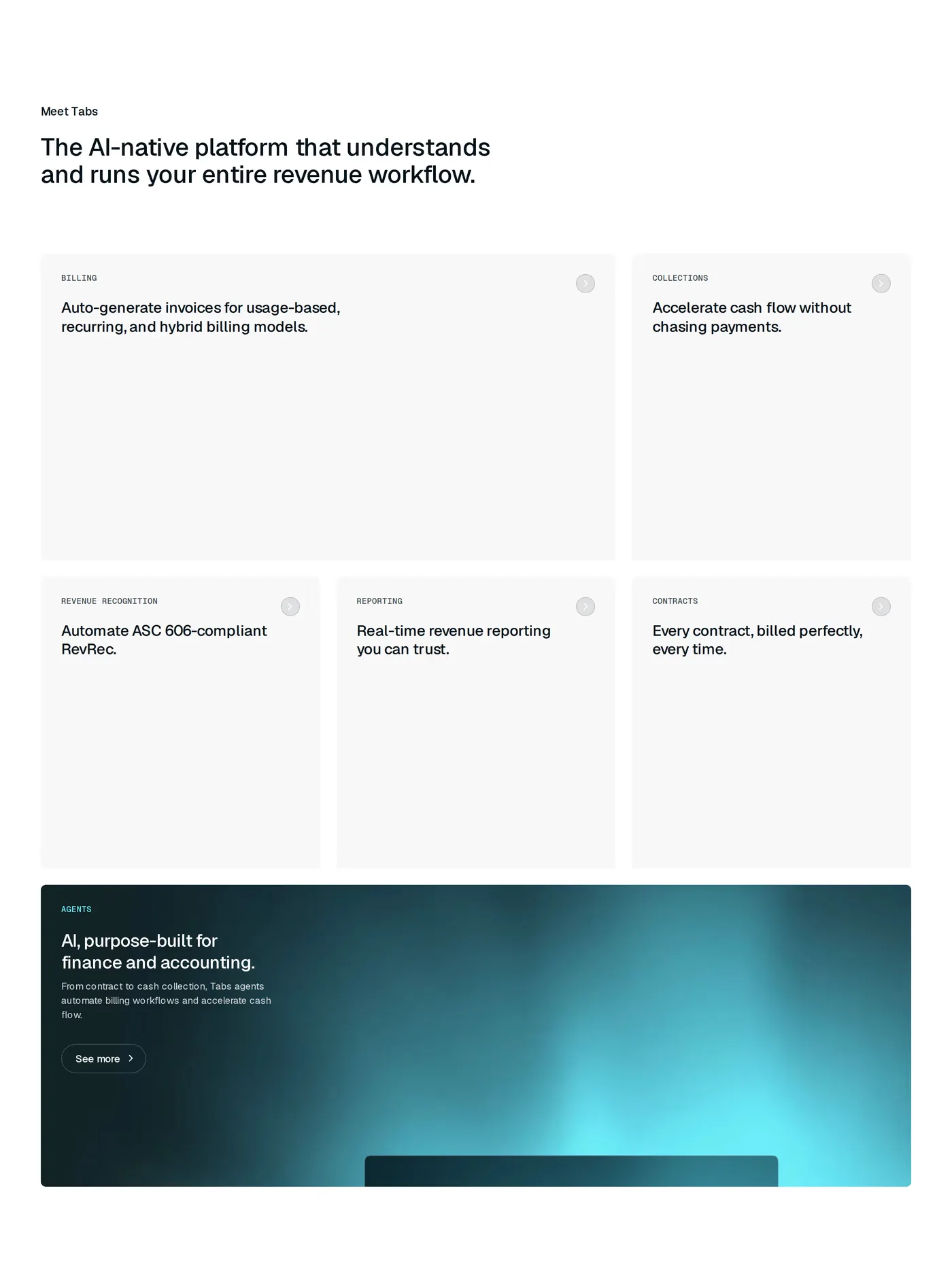 Tabs — screenshot of the features section