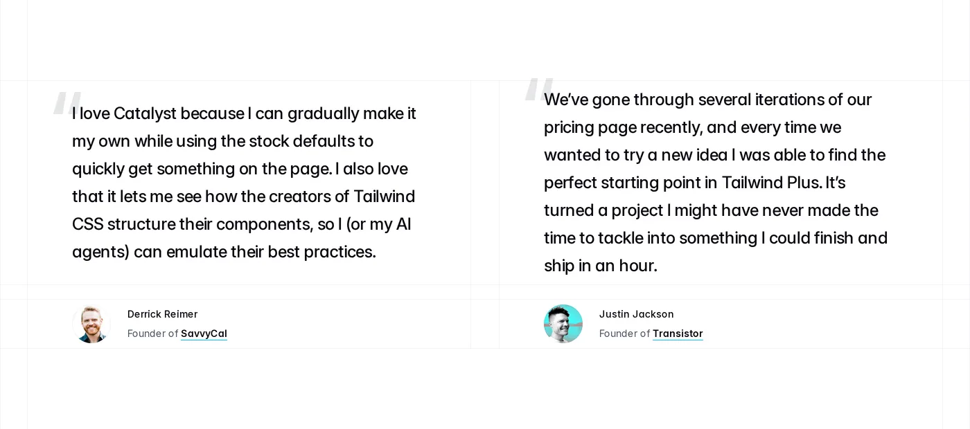Tailwind UI — screenshot of the testimonials section