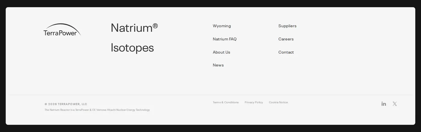 TerraPower — screenshot of the footer section