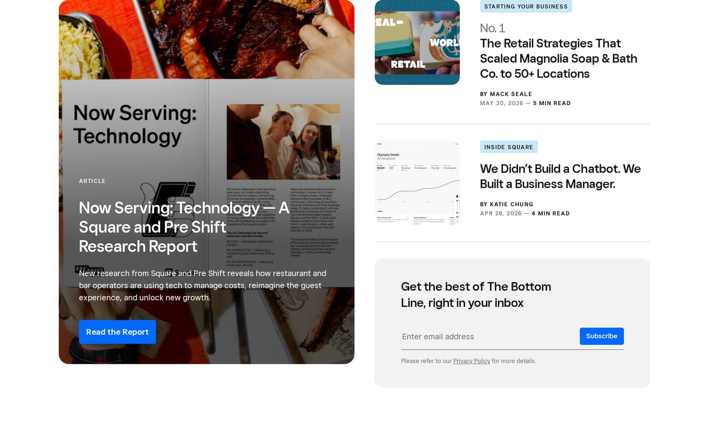 The Bottom Line — screenshot of the blog section