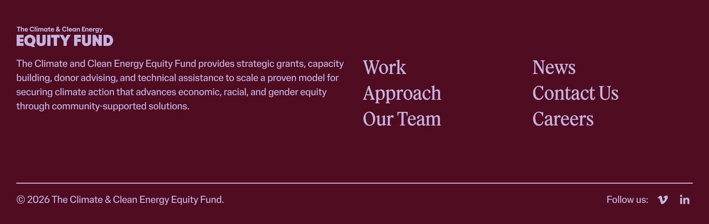 The Equity Fund — screenshot of the footer section