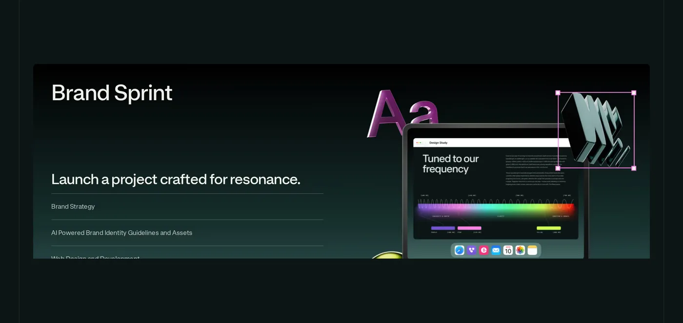 The Resonance Studio — screenshot of the features section