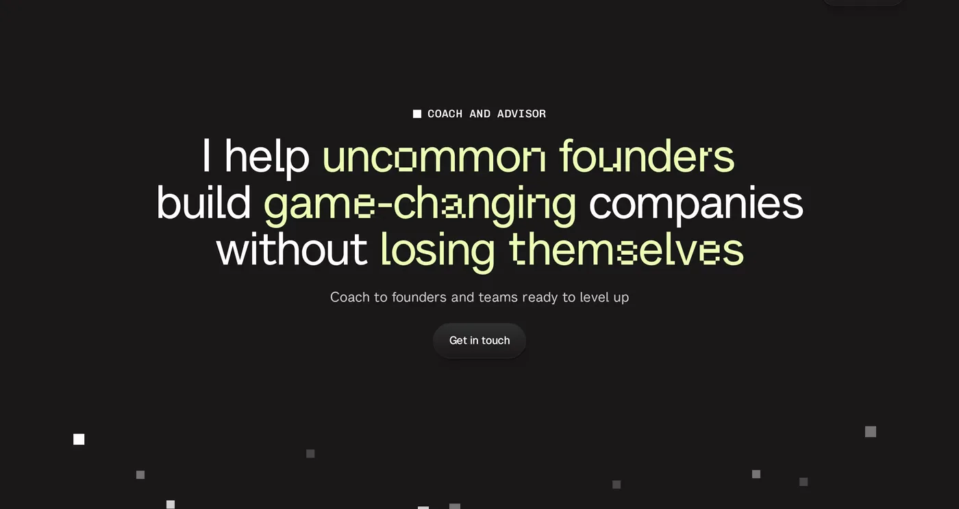 The Uncommon Founder — screenshot of the hero section