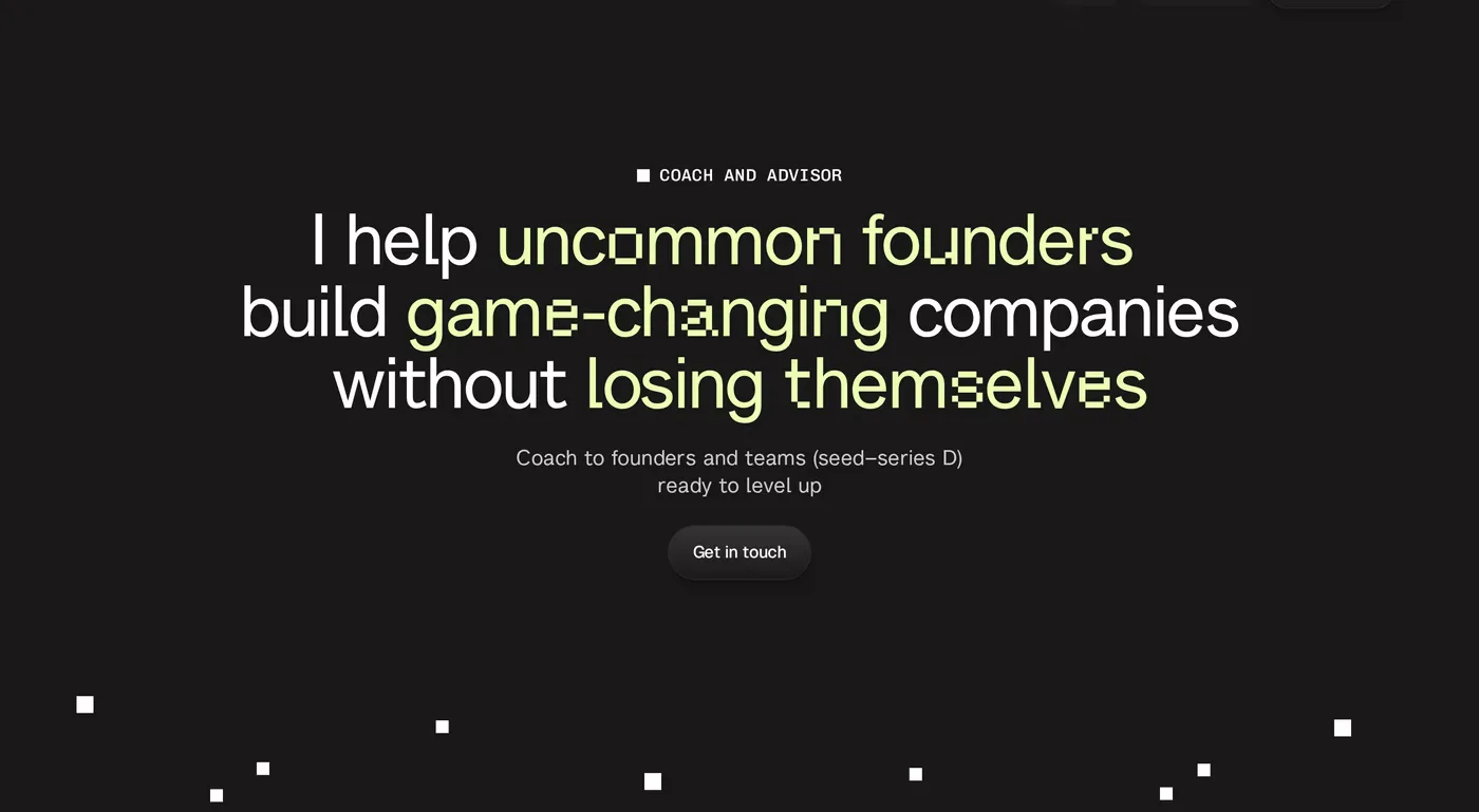 The Uncommon Founder — screenshot of the hero section