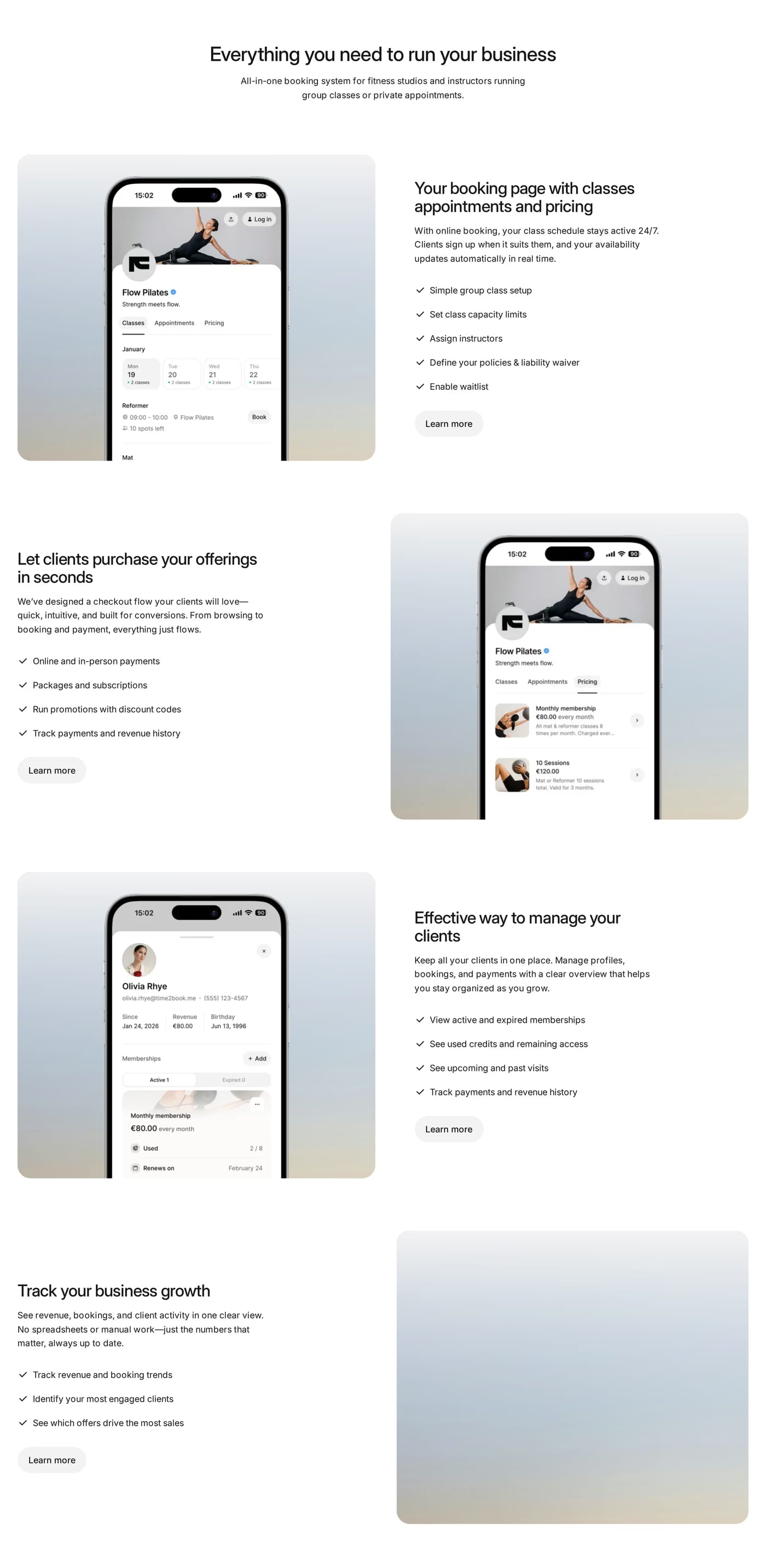 time2book·me — screenshot of the features section