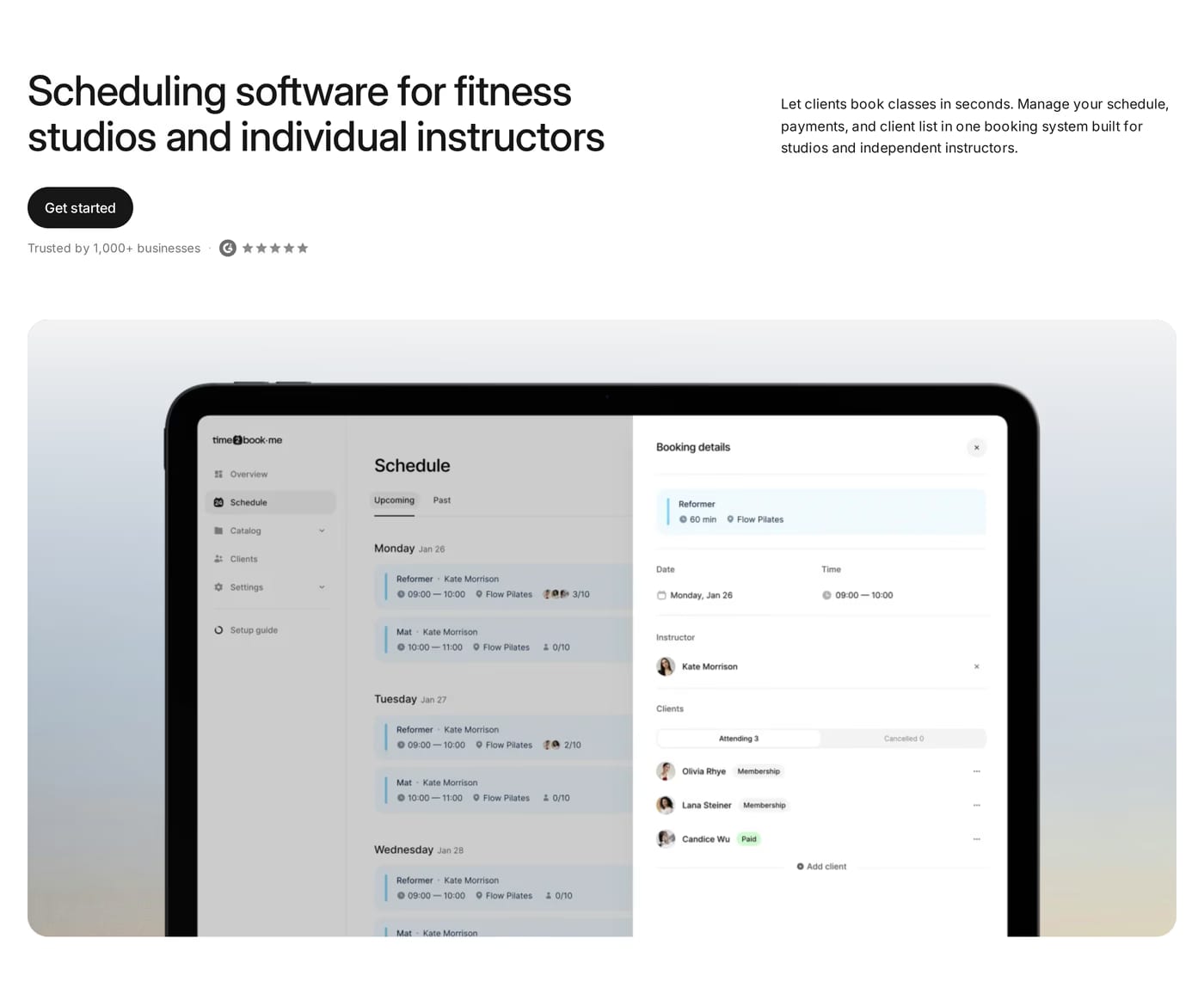 time2book·me — screenshot of the hero section