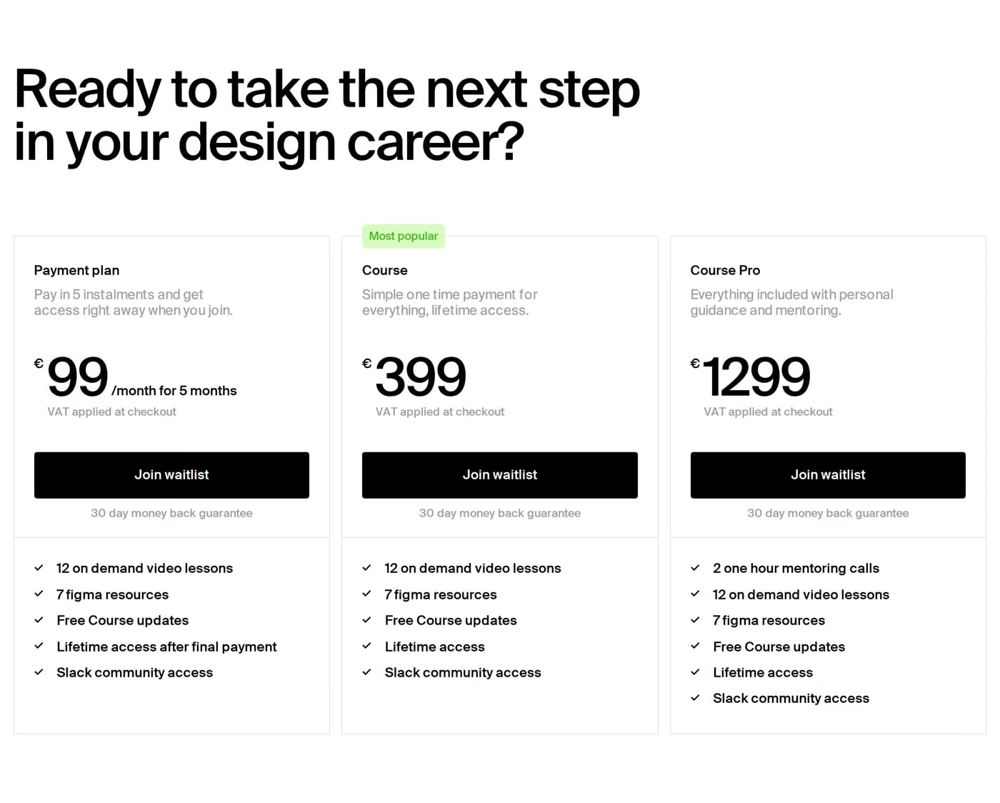 Typography In Web Design Pricing section