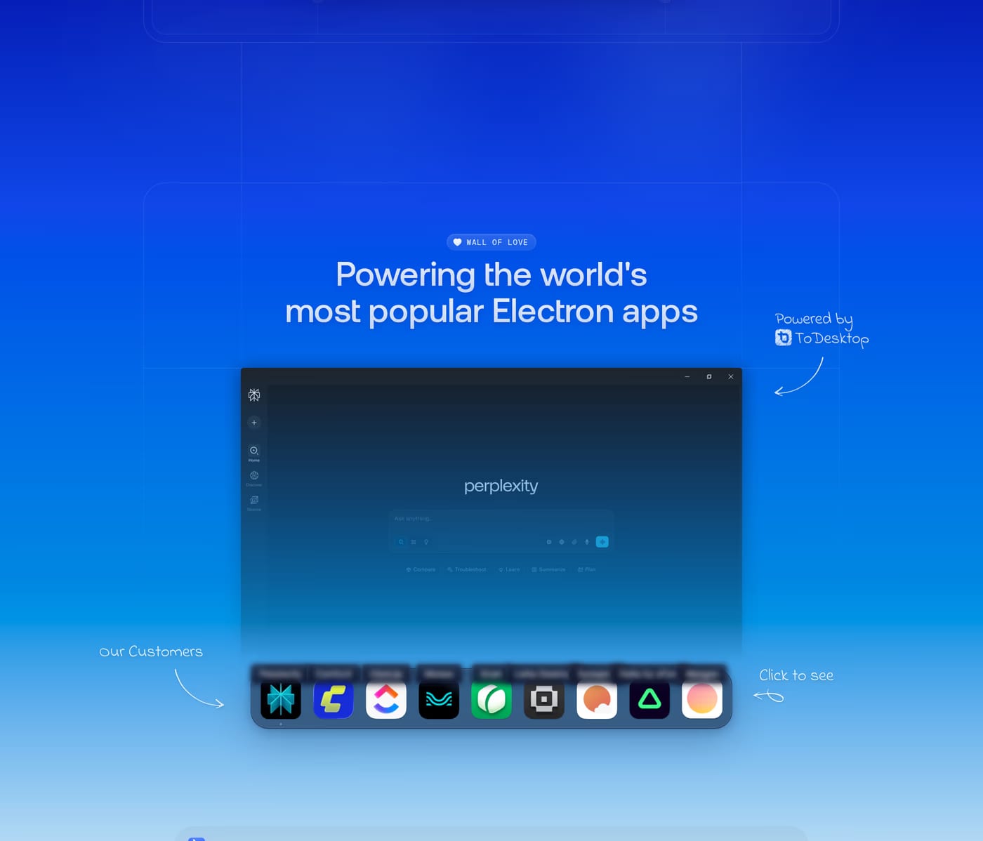 ToDesktop — screenshot of the features section
