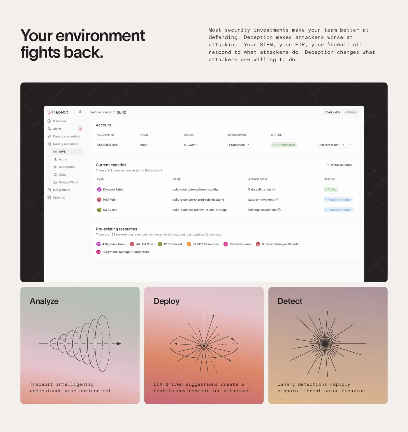Tracebit — screenshot of the features section