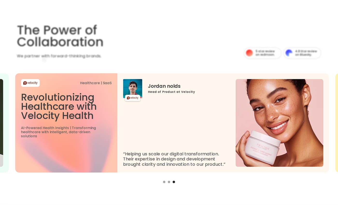 Trivvo — screenshot of the testimonials section