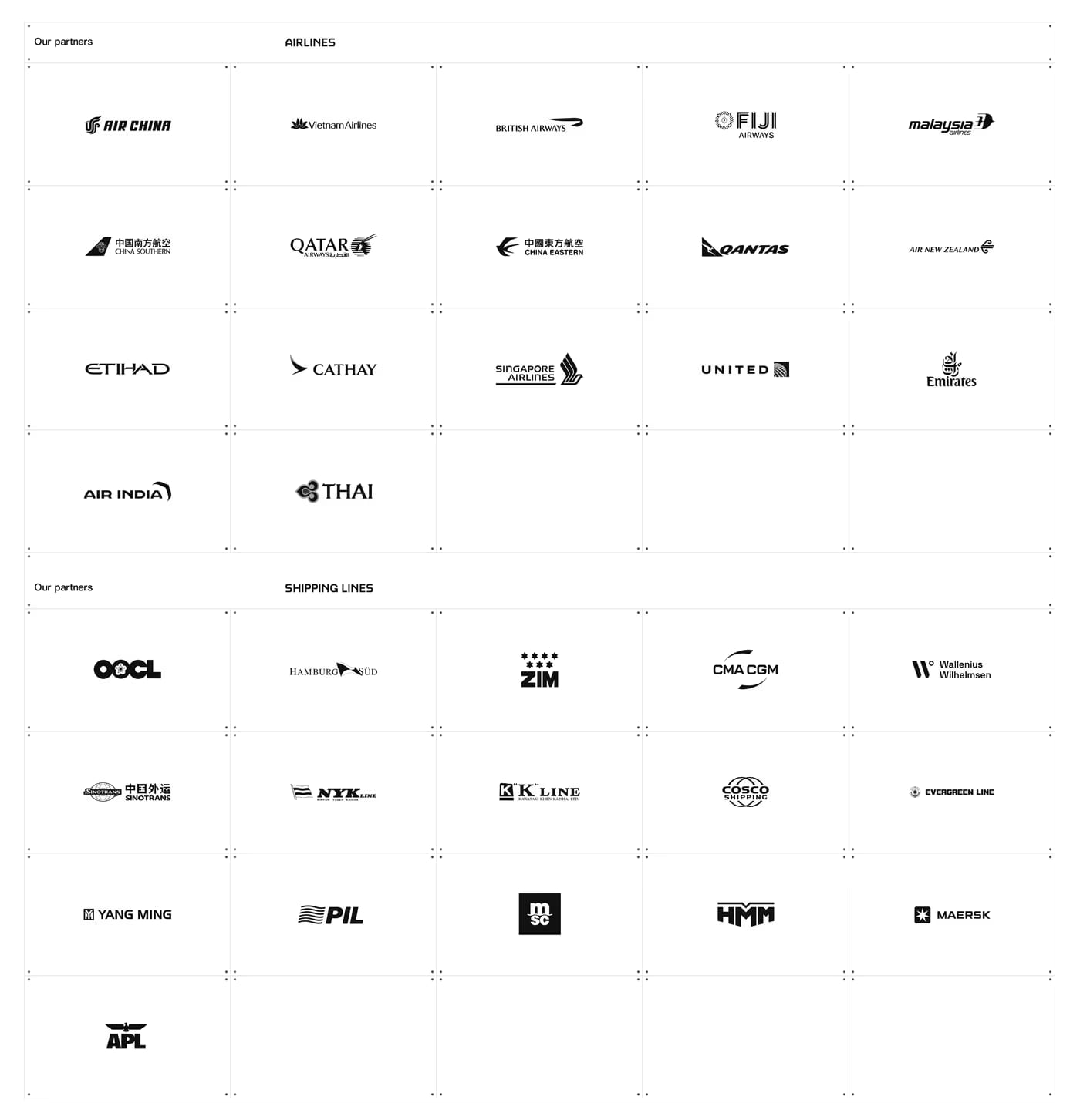 United Carriers — screenshot of the logos section