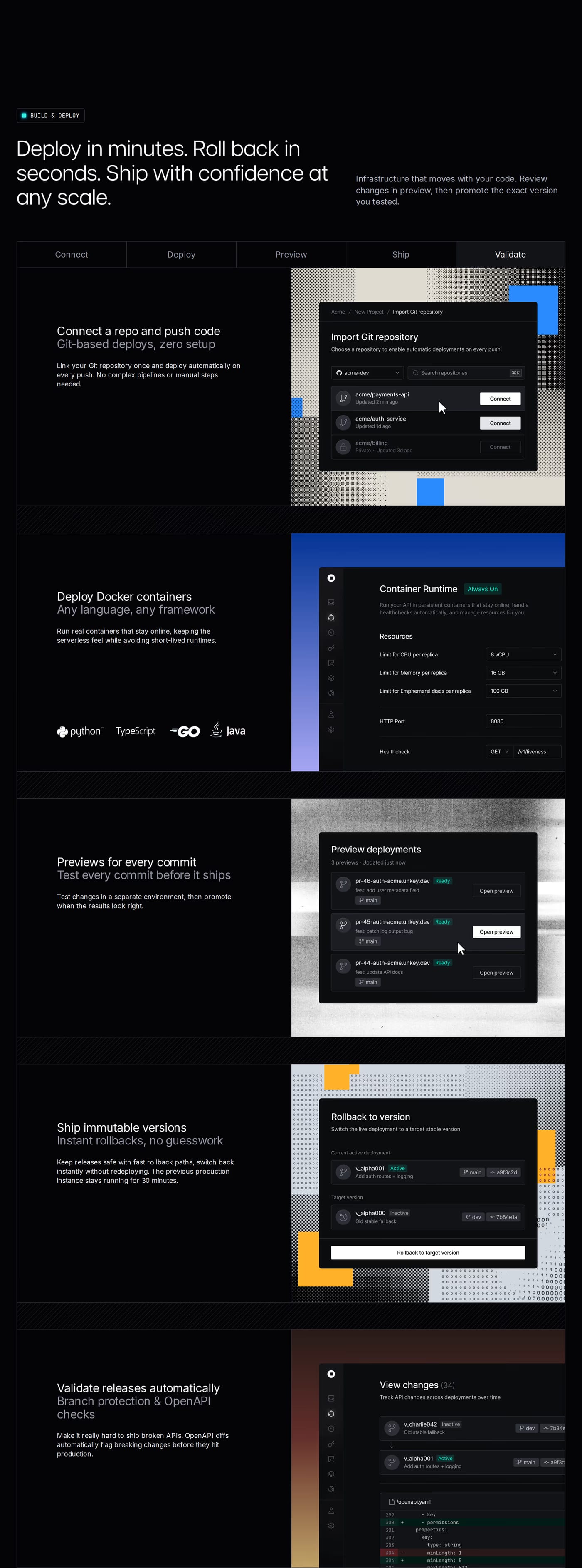 Unkey — screenshot of the features section