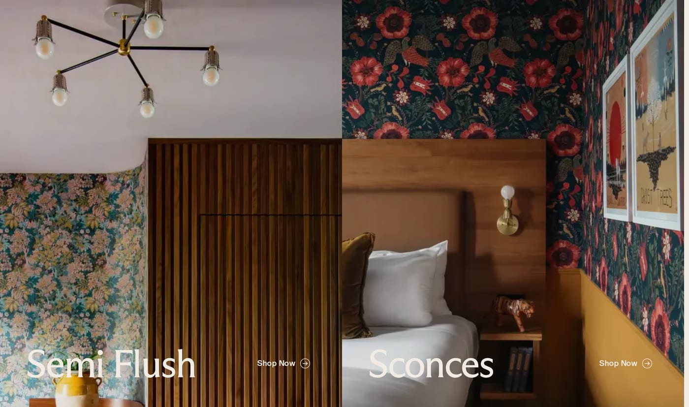 Velora Home — screenshot of the products section