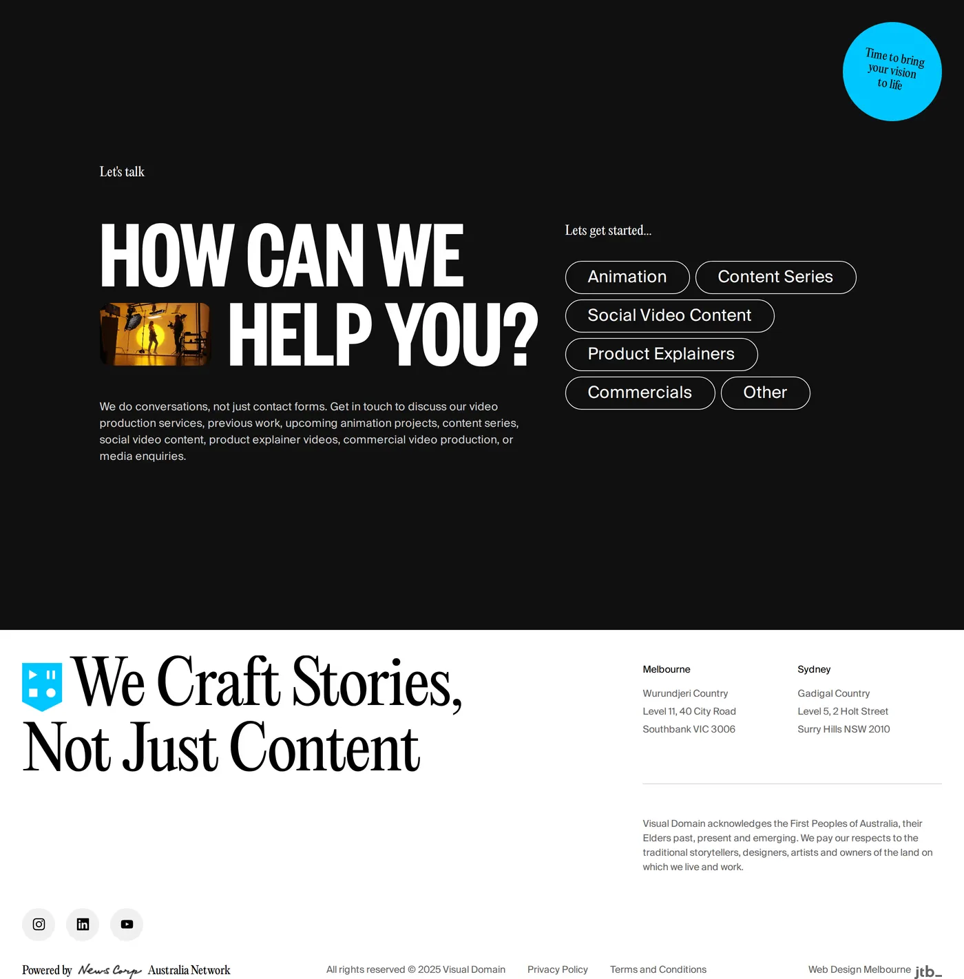 Visual Domain — screenshot of the footer section