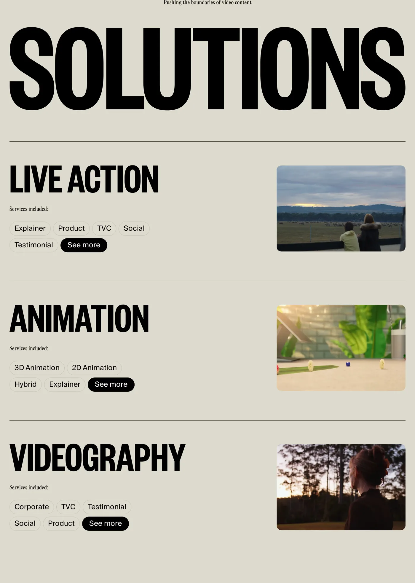 Visual Domain — screenshot of the services section
