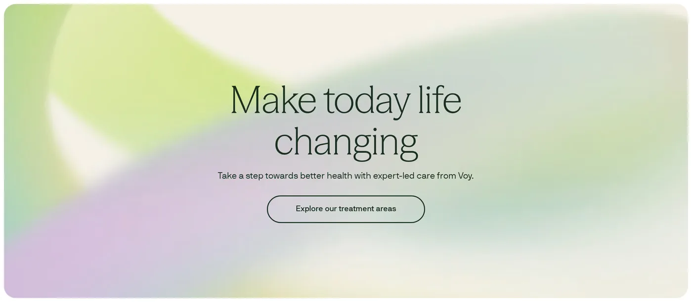 Voy — screenshot of the call to action section
