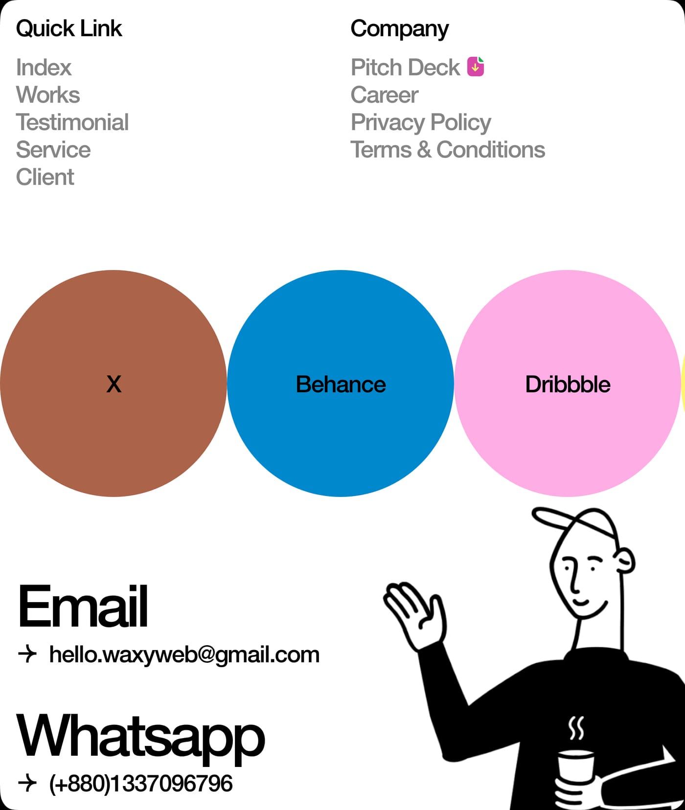WaxyWeb Contact section