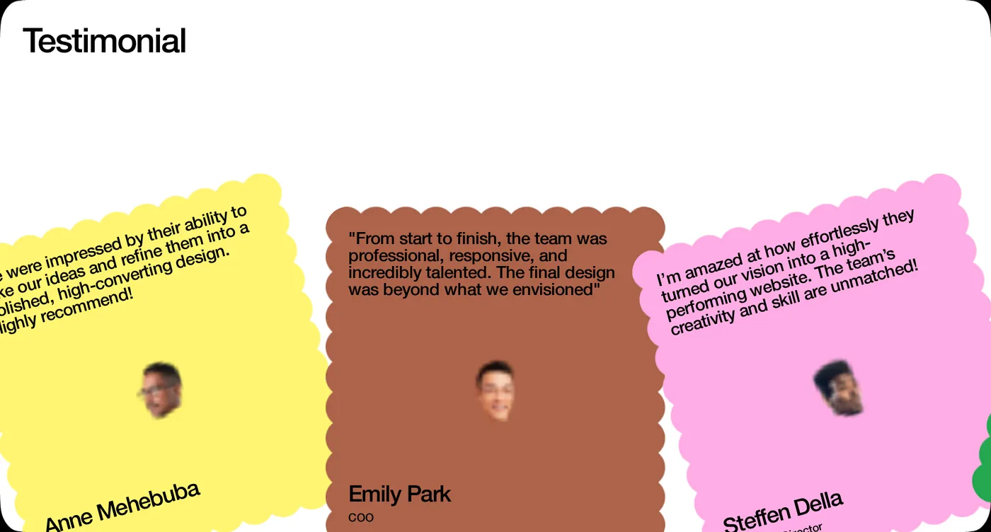 WaxyWeb — screenshot of the testimonials section