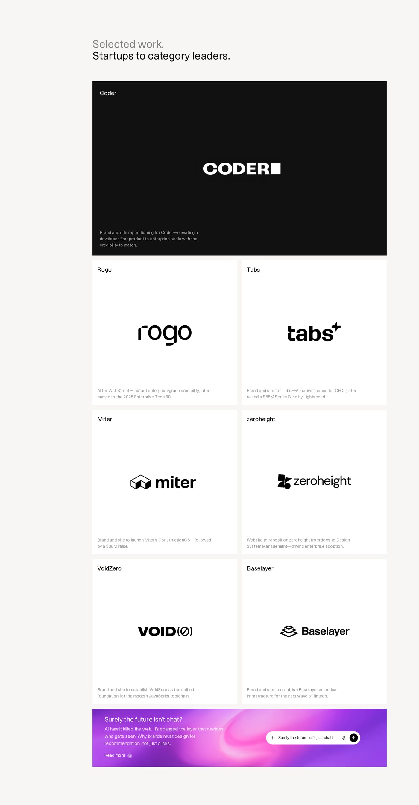 Will Beeching — screenshot of the portfolio section