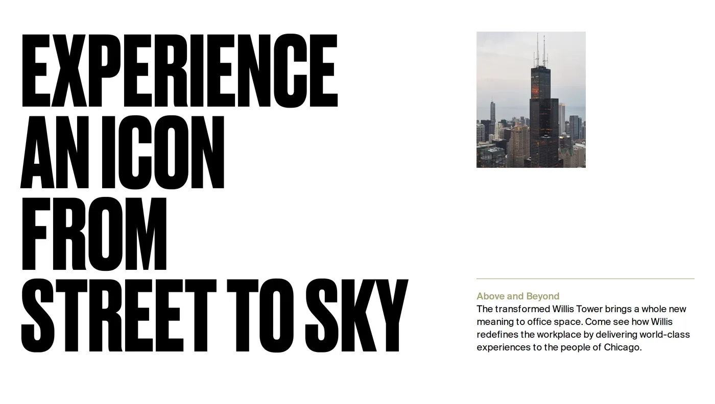Willis Tower — screenshot of the hero section