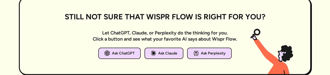 Wispr Flow — screenshot of the call to action section