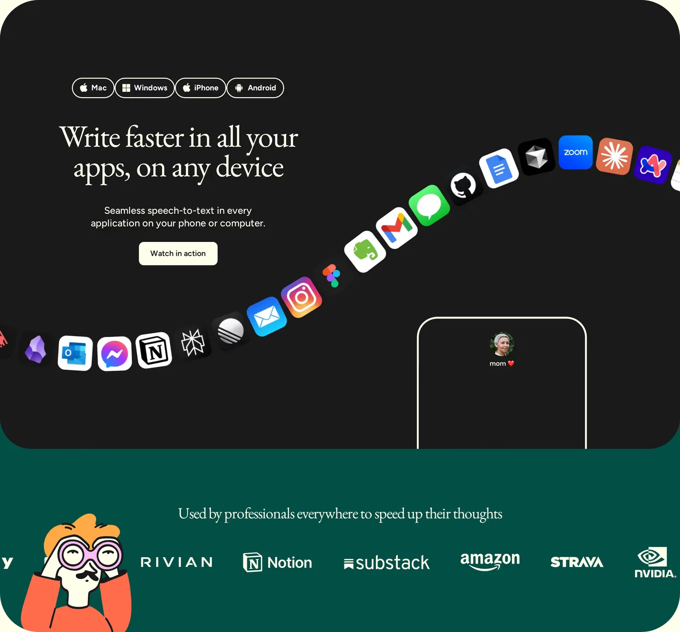 Wispr Flow — screenshot of the logos section